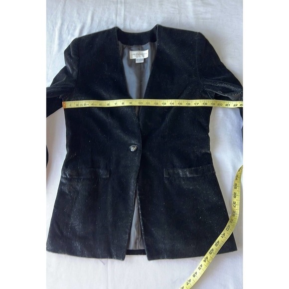LIZ CLAIBORNE WOMEN'S BLACK SPARKLE GLITTER HOLIDAY BLAZER JACKET SIZE 8P - Picture 6 of 10